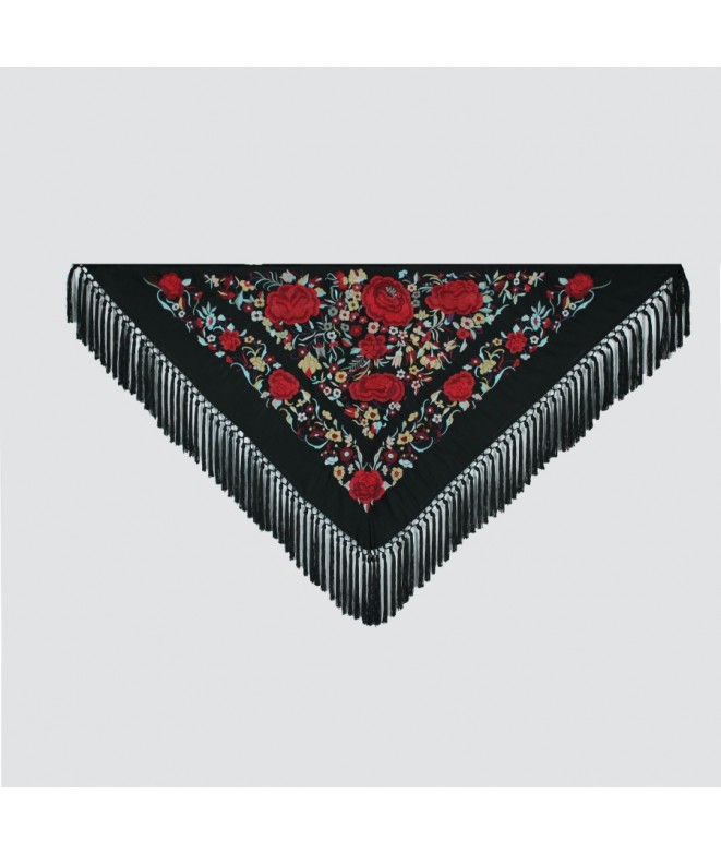 Mantón Macarena Negro Flor Roja | Mantones de flamenca |Tienda de b...