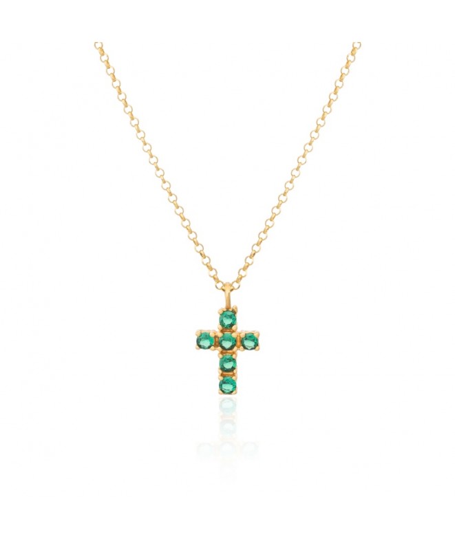 Colgante Cruz Verde Esmeralda | JOYAS |Tienda de bisutería online |...