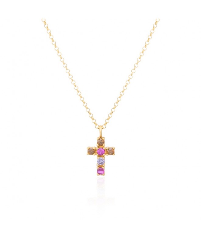 Colgante Cruz Multi Pink/Brown | JOYAS |Tienda de bisutería online ...