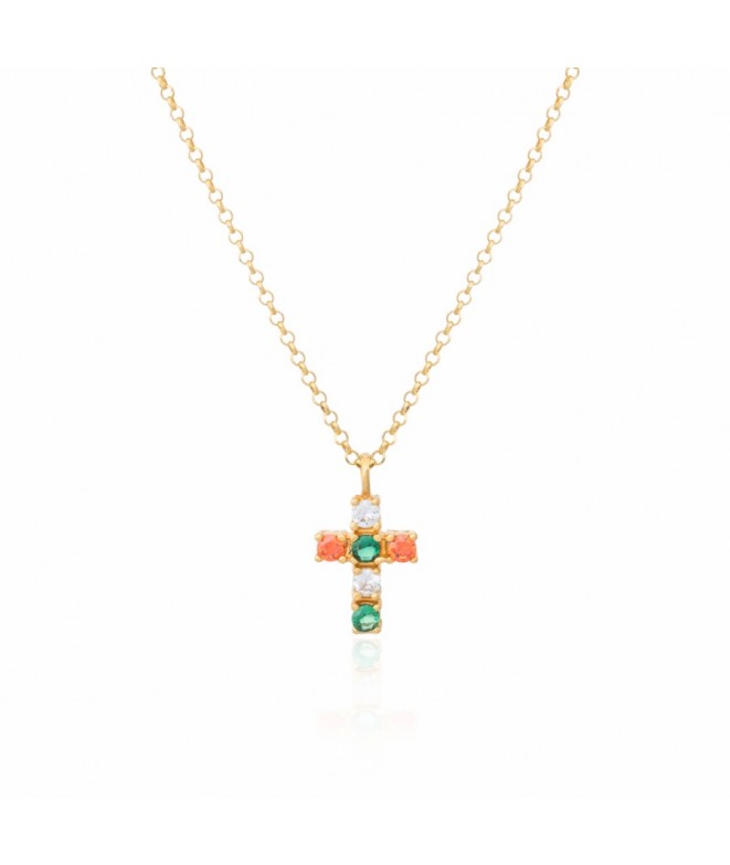 Colgante Cruz Multi Orange/Green | JOYAS |Tienda de bisutería onlin...