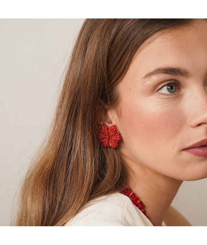 Pendientes Flor Coral M | JOYAS |Tienda de bisutería online | Doña ...