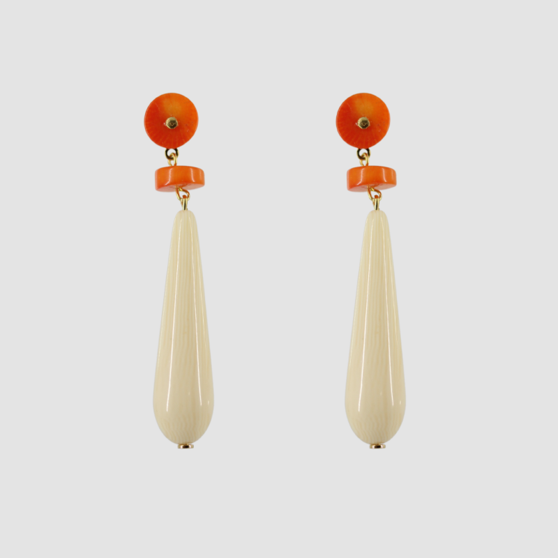 Pendientes Carola Coral y Marfil